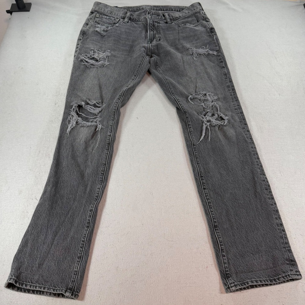 Abercrombie Langdon Slim Distressed Gray Jeans Men's 31x32
